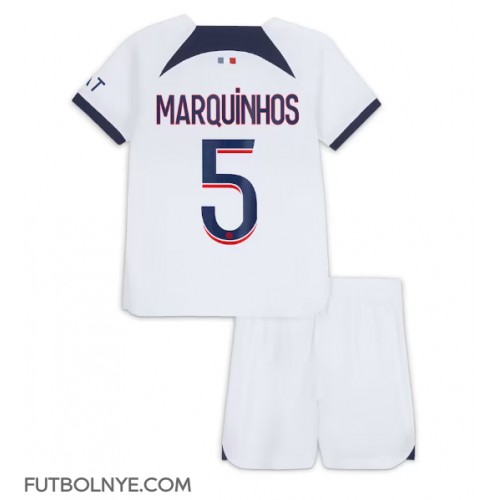 Camiseta Paris Saint-Germain Marquinhos #5 Visitante Equipación para niños 2023-24 manga corta (+ pantalones cortos)